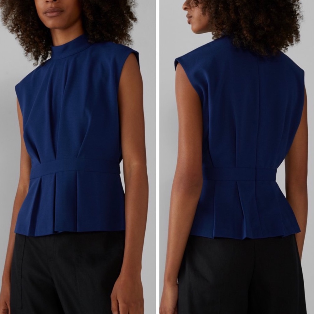Club Monaco Top Blue Pleated Waist Large